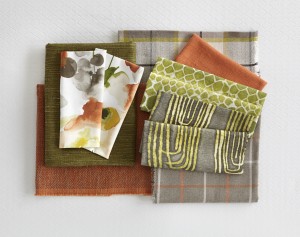 Woodstock Fabric Collection - Key colours are green and orange.