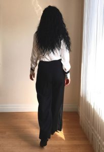 black linen wide-legged pant back