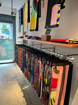 Upscale fabric store in Accra featuring premium wax prints
