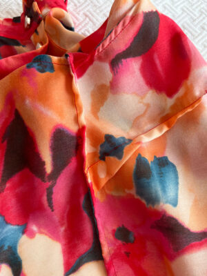 french seams on printed silk blouse